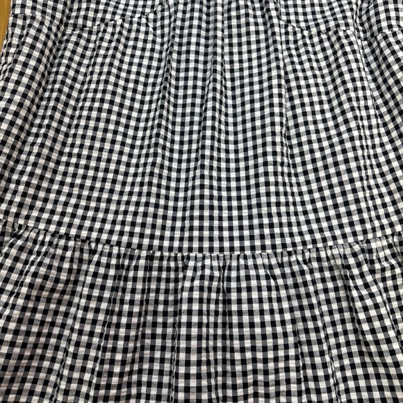 Women’s Time and Tru V-Neck Tiered Dress Black White Size Large 12-14 - Picture 2 of 7